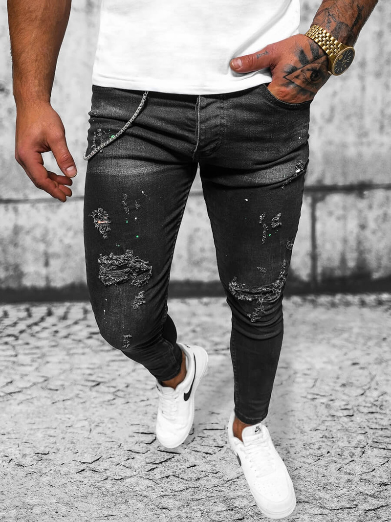 Muške Traperice Crne OZONEE O/MB460