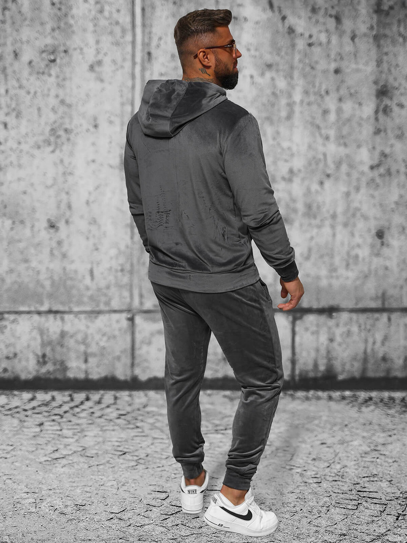 Muška trenirka od velura grafitna OZONEE JS/8C1169/6