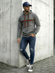 Muška dukserica s kapuljačom grafitna OZONEE JS/8B1735/5Z