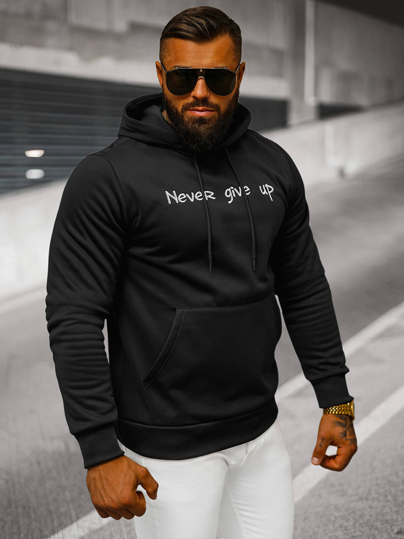 Muška dukserica s kapuljačom crna OZONEE JS/27B6512/3