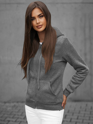 Ženska dukserica na kopčanje grafitna OZONEE JS/W03Z