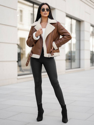 Ženska Kožna Jakna Smeđa OZONEE JS/11Z8177Z