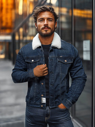 Muška traper jakna šerpa modra OZONEE NB/MJ517BS