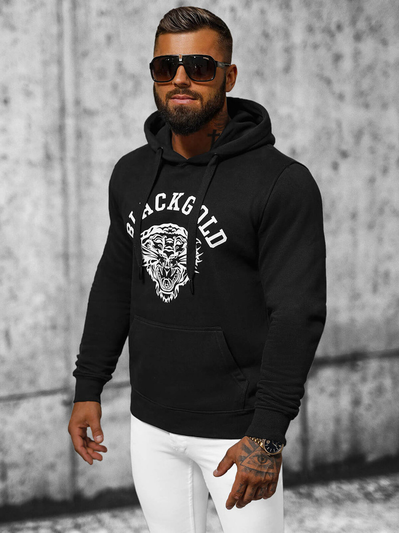 Muška dukserica s kapuljačom crna OZONEE NB/MF2007