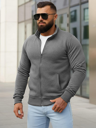 Muška dukserica s patentom tamnosiva OZONEE JS/2002Z