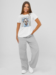 Ženska majica bijelo-siva OZONEE JS/YJ77726