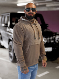 Muška dukserica s kapuljačom tamno-bež OZONEE O/3C505