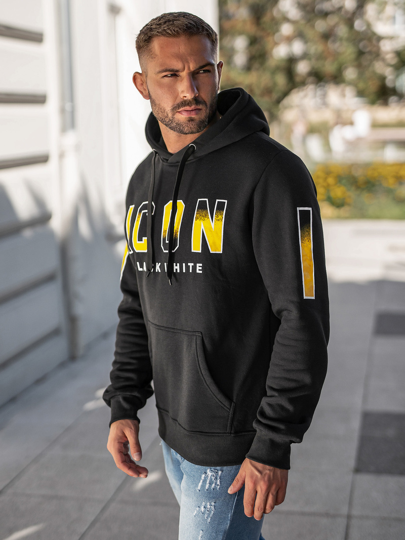 Muška dukserica s kapuljačom crna OZONEE JS/8B1739/3