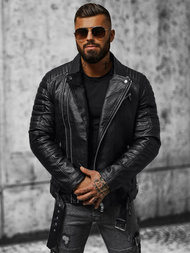 Muška kožna jakna crna OZONEE JS/11Z8005Z