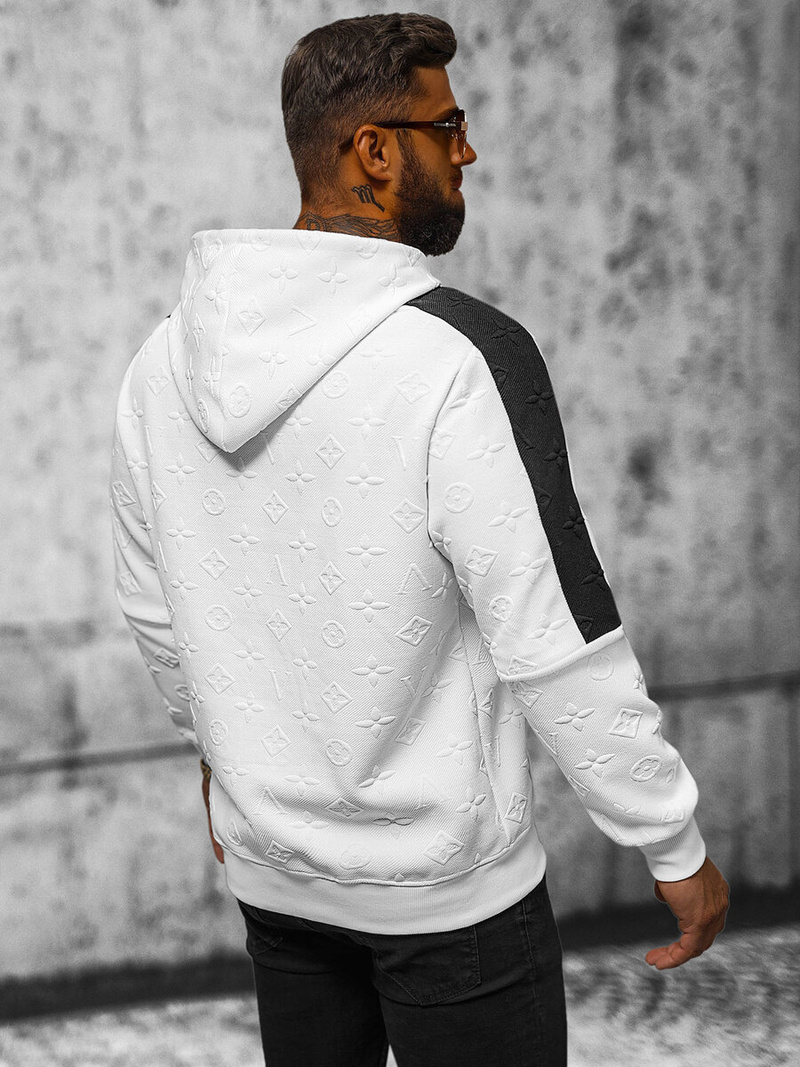 Muška dukserica s kapuljačom bijeli OZONEE JS/3B572