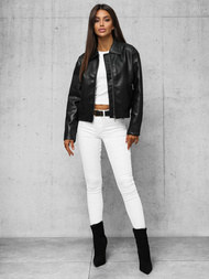 Ženska Kožna Jakna Crna OZONEE O/G116Z