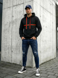 Muška dukserica s kapuljačom crna OZONEE JS/8B1735/3Z