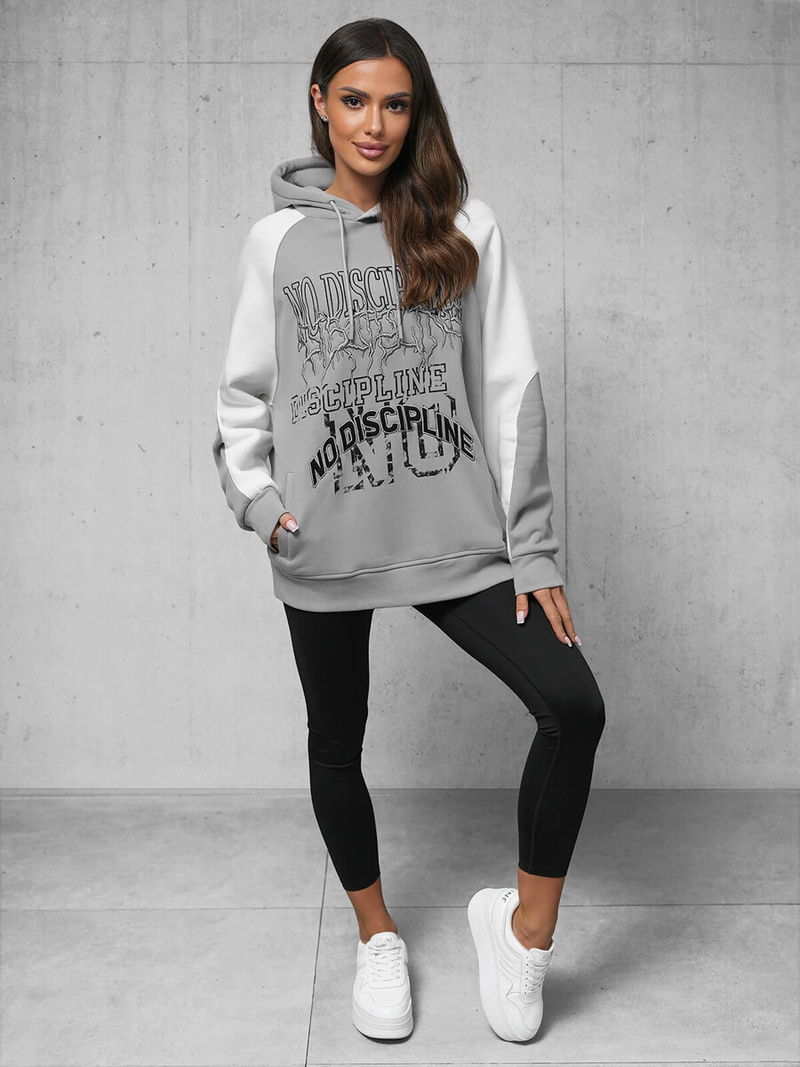 Dukserica s kapuljačom siva OZONEE O/SWE23037Z