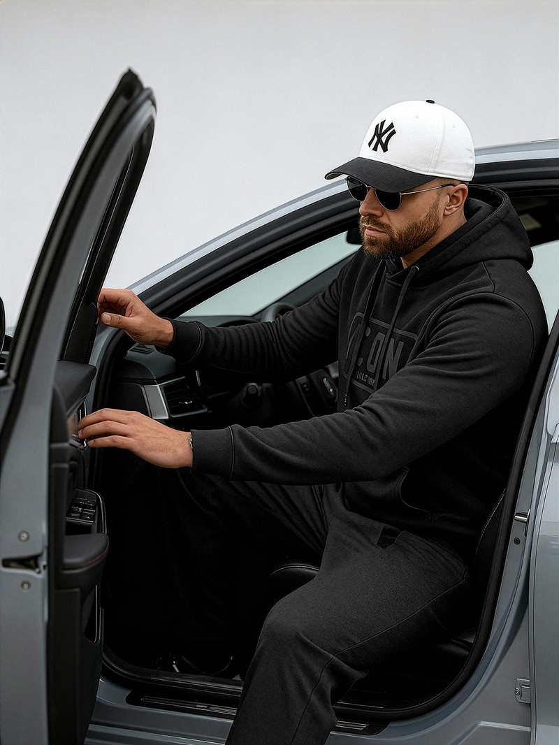 Muška dukserica s kapuljačom crna OZONEE JS/8B1975/3