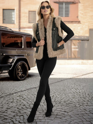 Ženski kožna prsluk crni OZONEE JS/61M8516/392