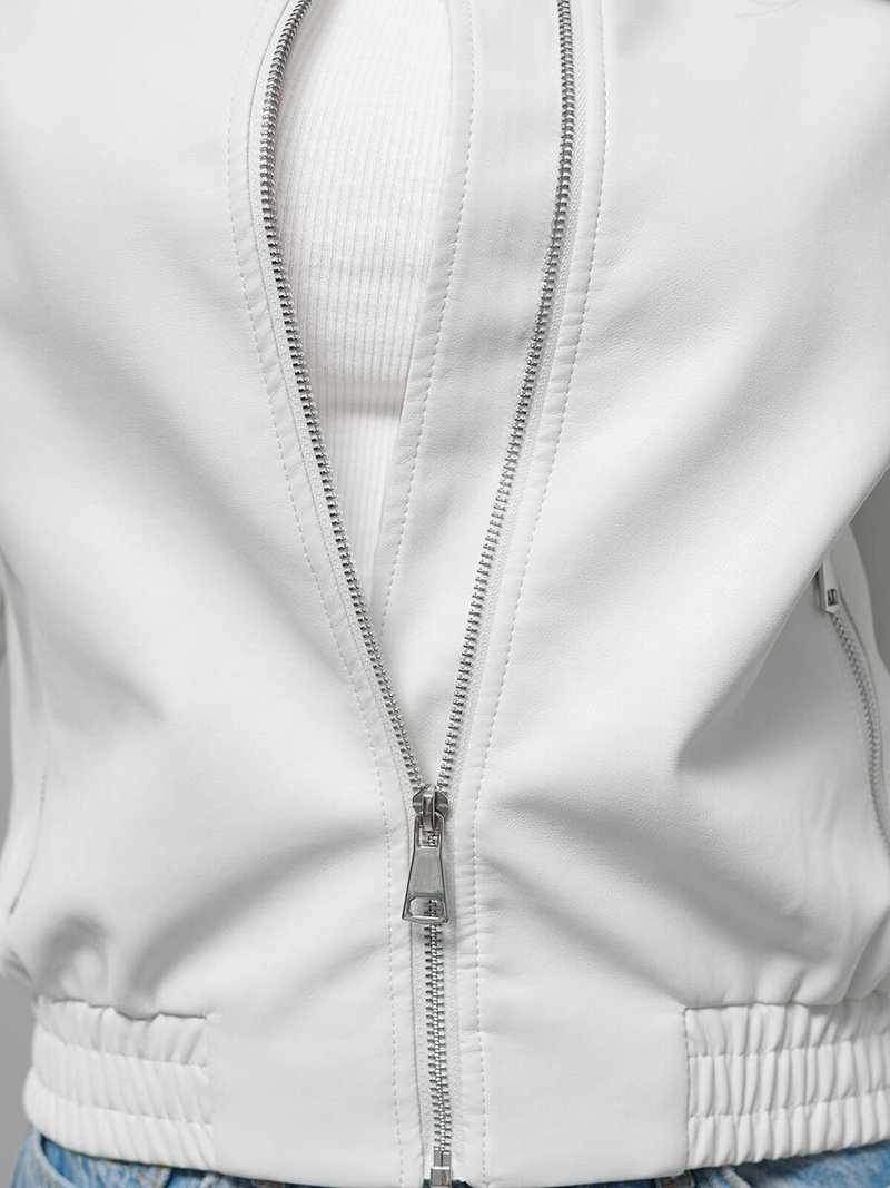 Ženska Kožna Jakna Bijela OZONEE O/G116