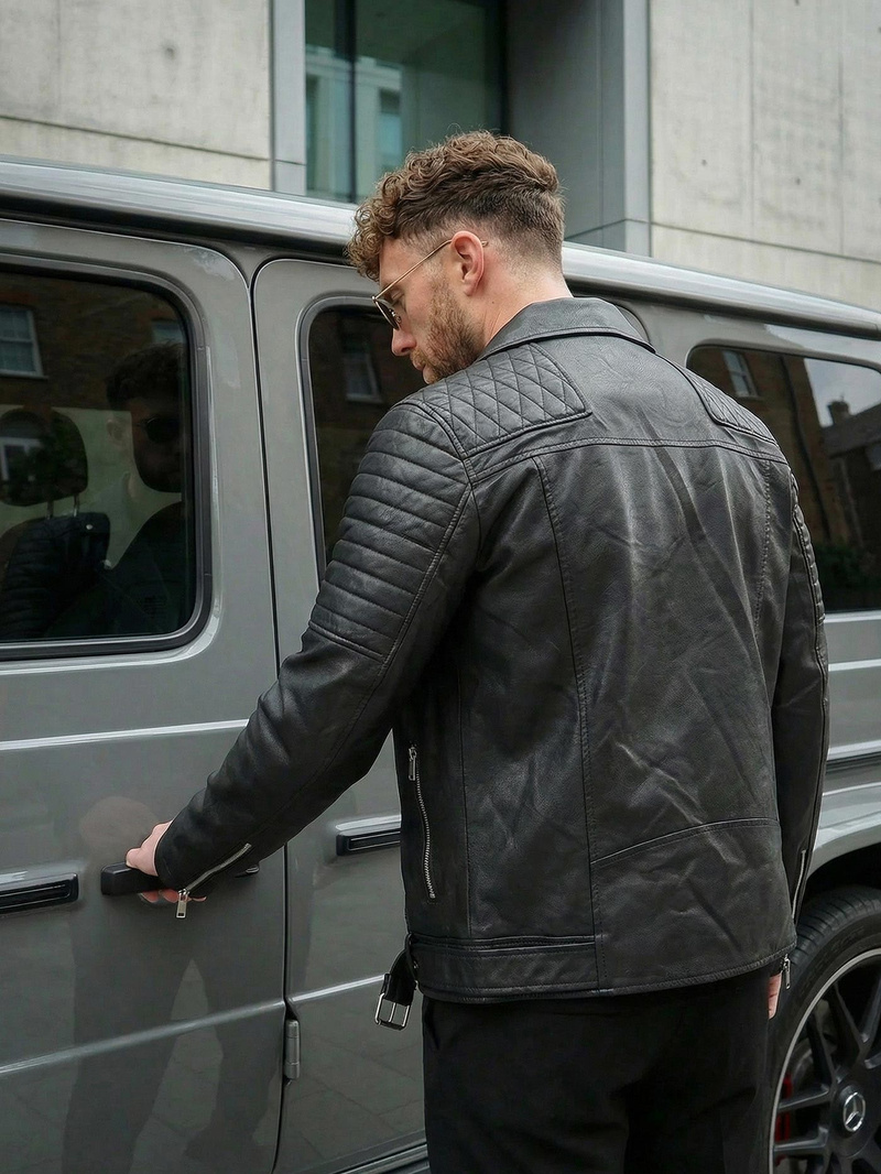 Muška kožna jakna crna OZONEE JS/11Z8069