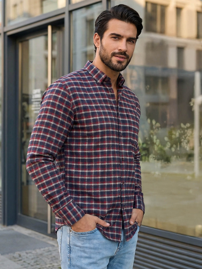 Muška Košulja Bordo OZONEE V/V176Z