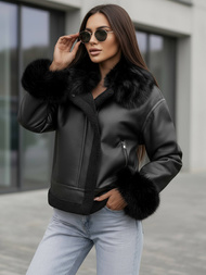 Ženska Kožna Jakna Crna OZONEE JS/61M8505/392Z