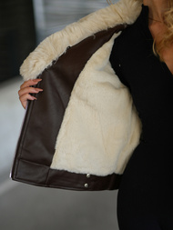 Ženska Kožna Jakna Čokolada OZONEE JS/61M8508/158