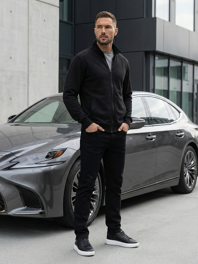 Muška dukserica s patentom crna OZONEE JS/2002Z