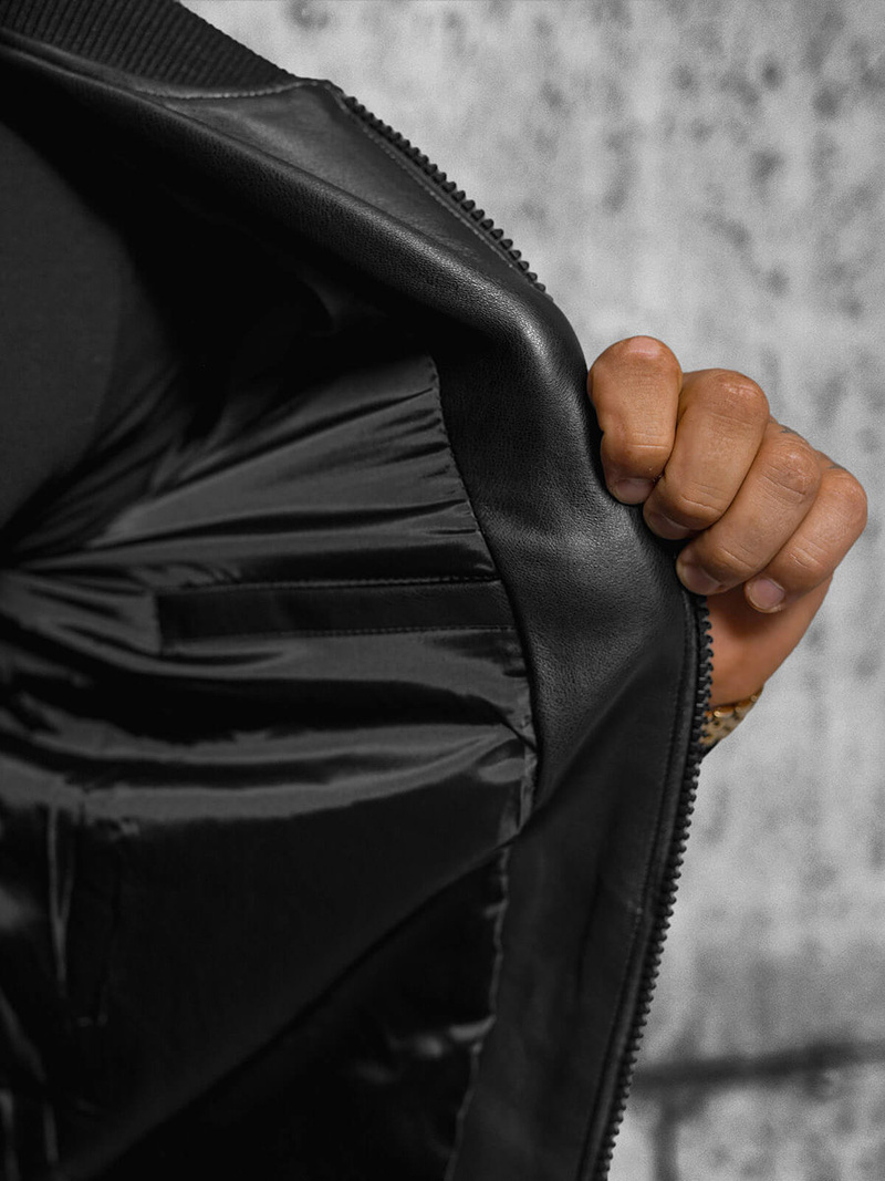 Muška kožna jakna crna OZONEE JS/11Z8105