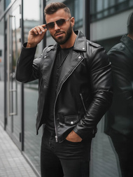 Muška kožna jakna crna OZONEE JS/11Z8014Z