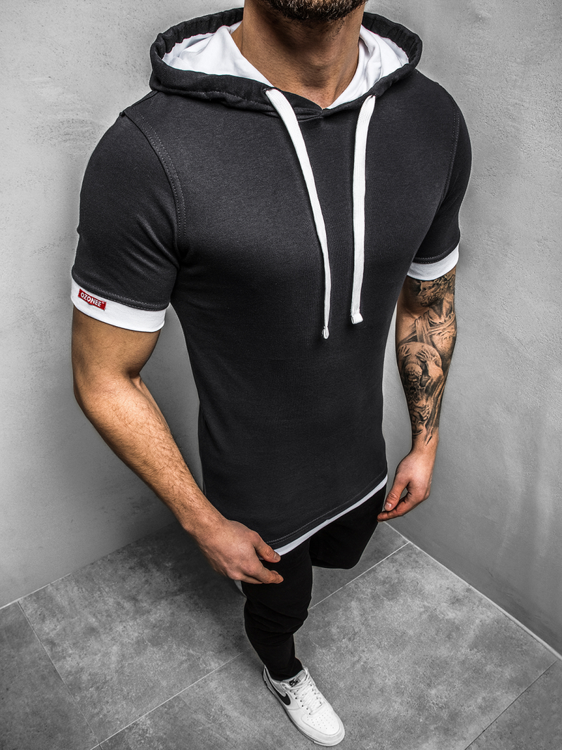 Muška majica s kapuljačom grafitna OZONEE O/1273Z