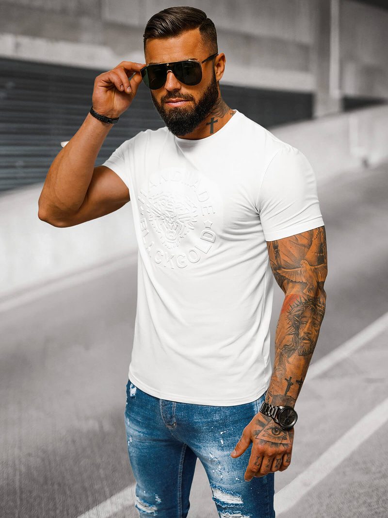 Muška Majica Bijeli OZONEE NB/MT3056Z