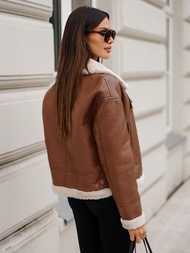 Ženska Kožna Jakna Smeđa OZONEE JS/11Z8176