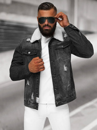 Muška traper jakna šerpa crna OZONEE NB/MJ502NZ