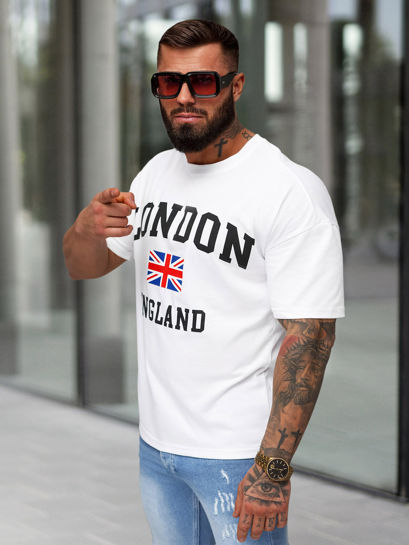 Muška Majica Bijeli OZONEE JS/8B1373/1