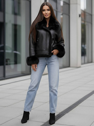 Ženska Kožna Jakna Crna OZONEE JS/61M8505/392Z