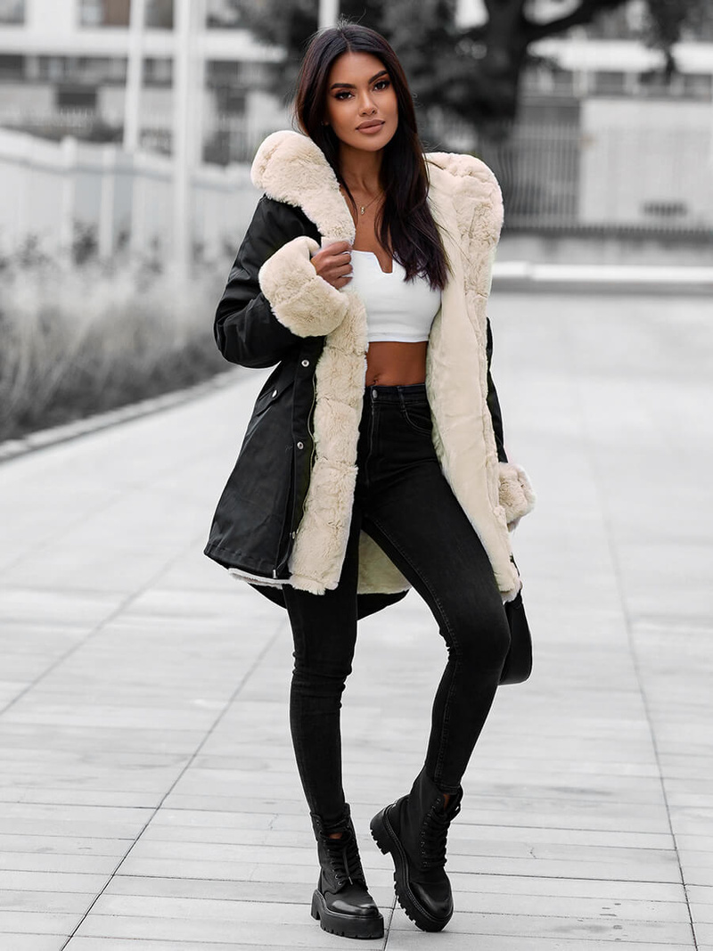 Ženska Zimska Jakna Crna OZONEE JS/M763/392Z