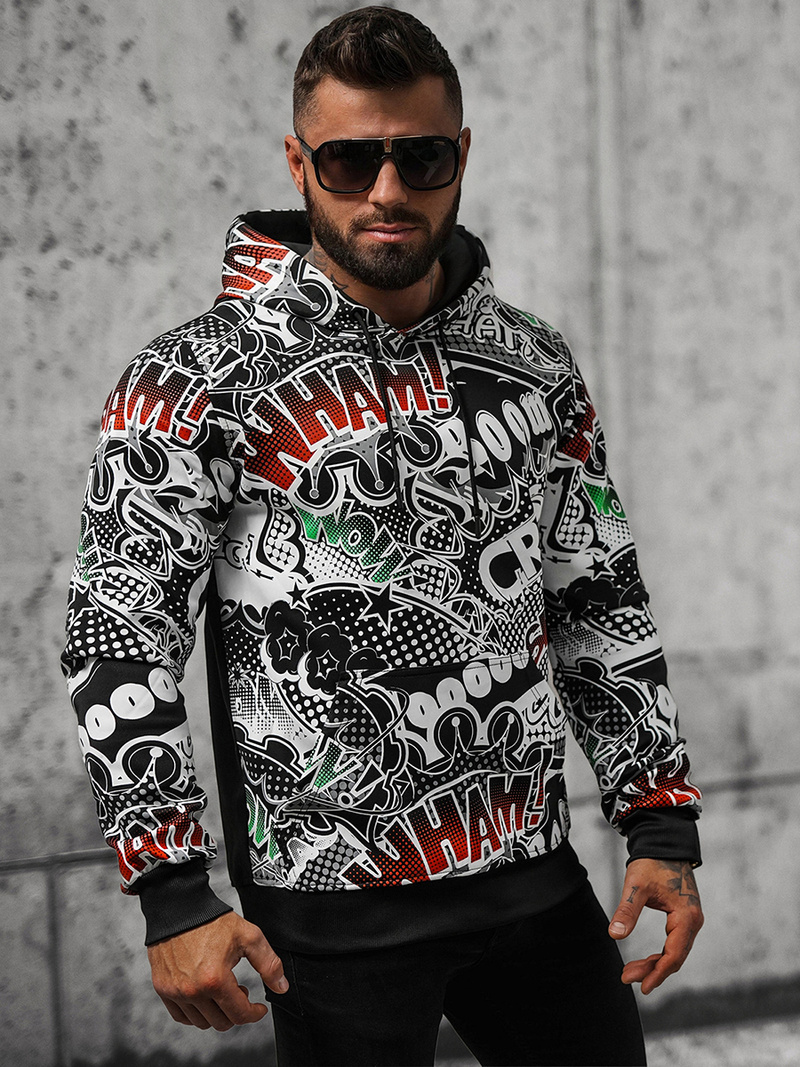 Muška dukserica s kapuljačom crna OZONEE O/B270