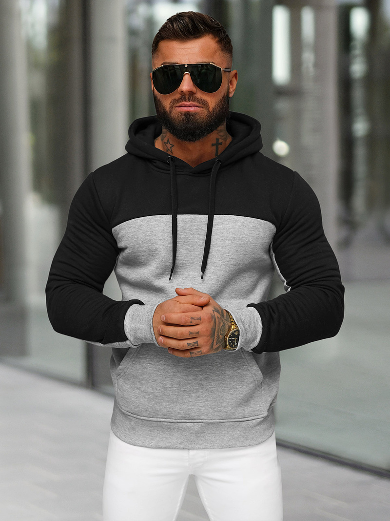 Muška dukserica s kapuljačom siva OZONEE JS/8B1307/2