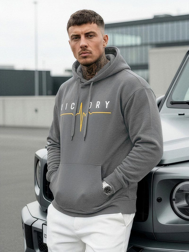 Muška dukserica s kapuljačom grafitna OZONEE JS/8B1757/5