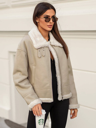 Ženska Kožna Jakna Bež OZONEE JS/11Z8178