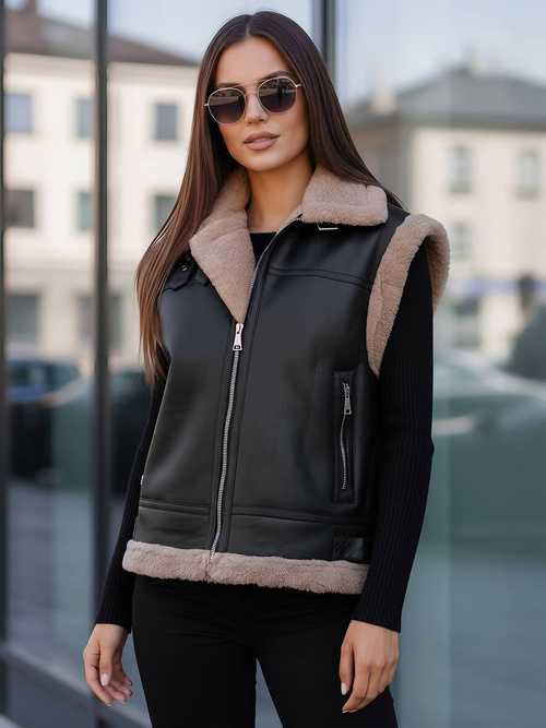 Ženski kožna prsluk crni OZONEE JS/61M8503/392Z