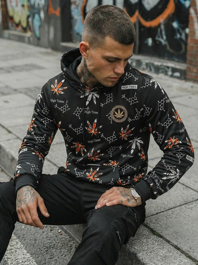 Muška dukserica s kapuljačom crna OZONEE O/B266Z