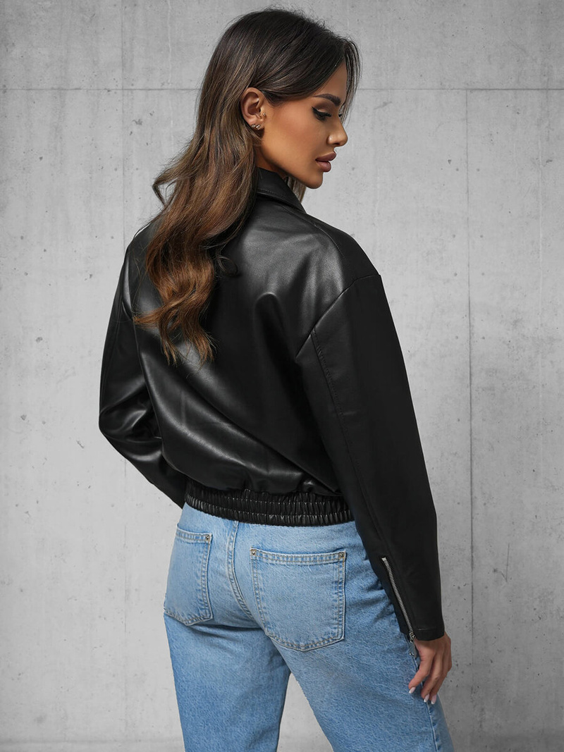 Ženska Kožna Jakna Crna OZONEE O/G116