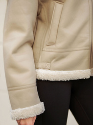 Ženska Kožna Jakna Bež OZONEE JS/11Z8178