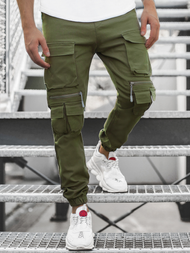Muške chino jogger hlače Kaki OZONEE MACH/5011