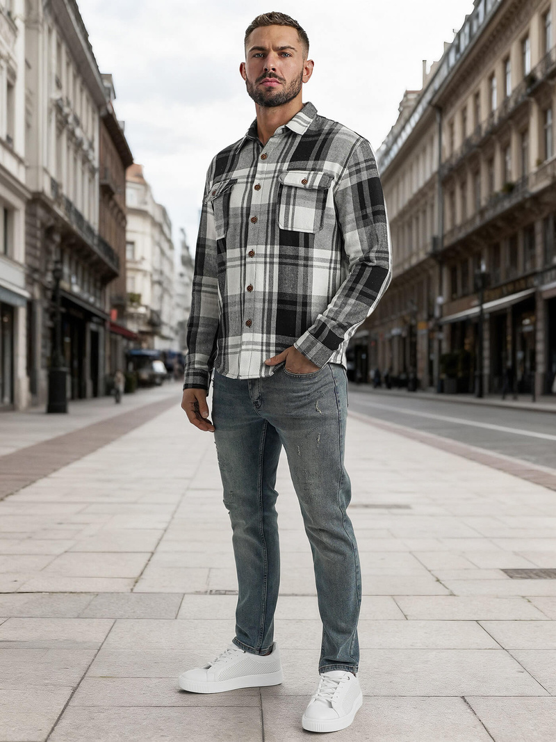 Muška košulja crno-bijela OZONEE NB/MC728N/3