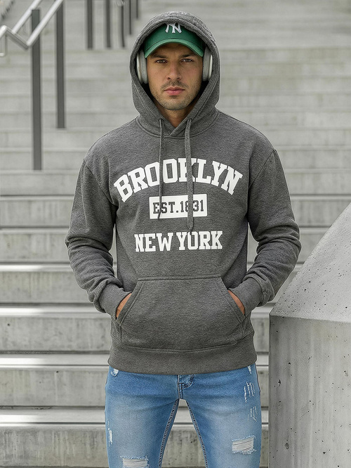 Muška dukserica s kapuljačom grafitna OZONEE JS/8B1767/5Z