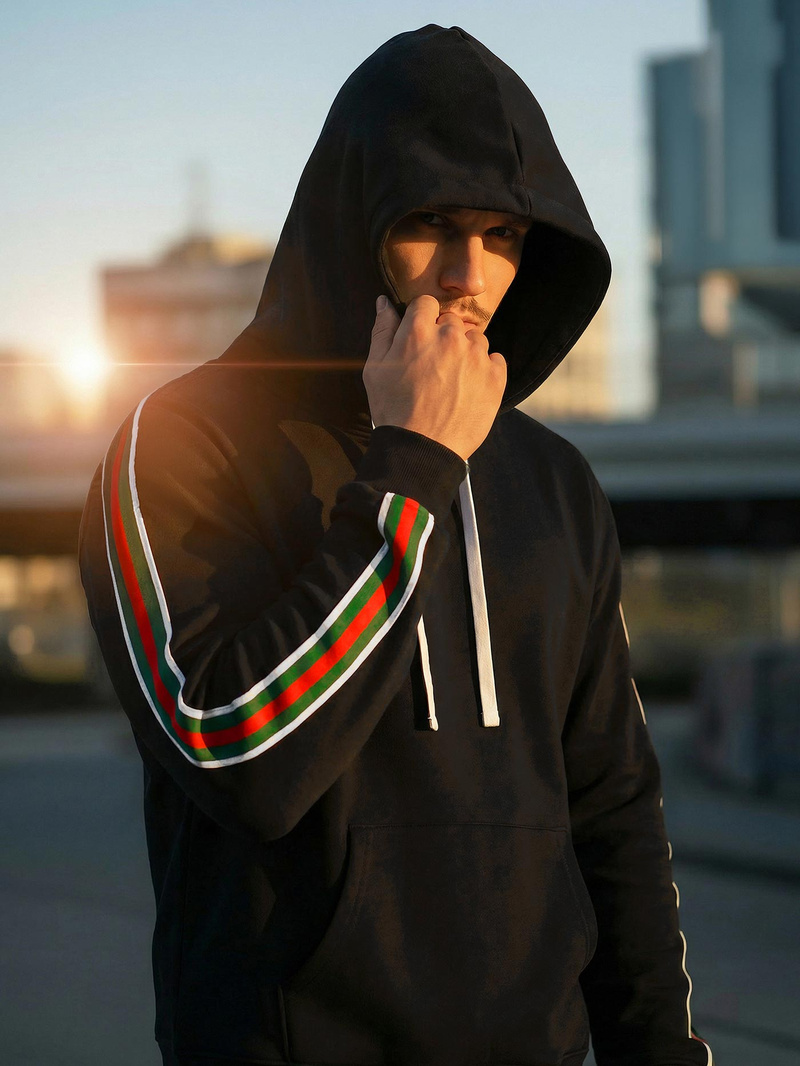 Muška dukserica s kapuljačom crna OZONEE JS/8B1731/3