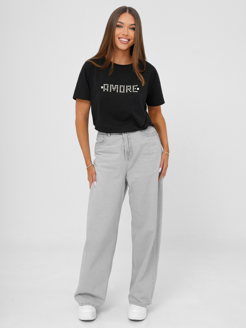 Ženska majica crno-srebrna OZONEE JS/YJ77716