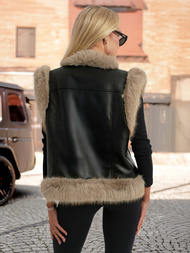 Ženski kožna prsluk crni OZONEE JS/61M8516/392