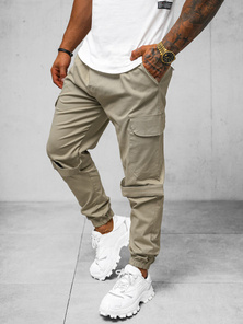 Muške chino jogger hlače bež OZONEE O/G3014Z