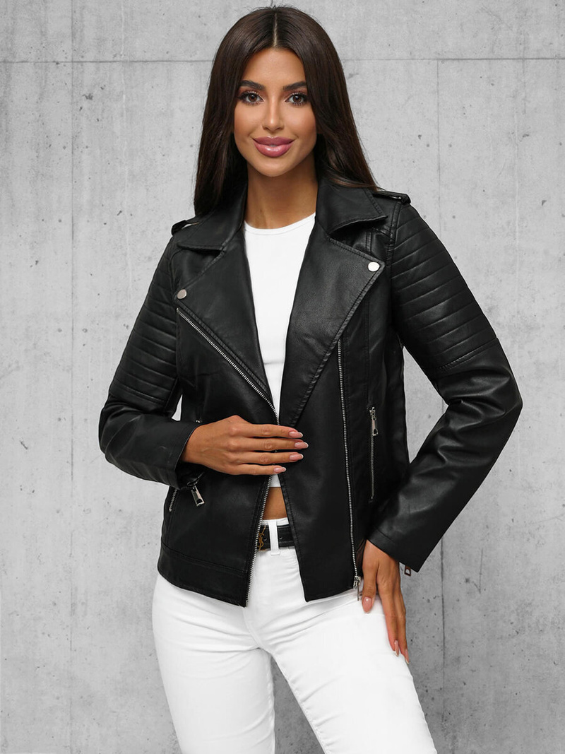 Ženska Kožna Jakna Crna OZONEE JS/11Z8097Z